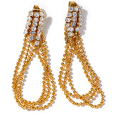 Inez Gold Tone CZ Tassel Drop Earrings