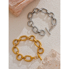 Texture Oval Chain Bracelet