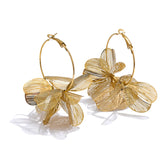 Metal Flower Big Hoop Earrings