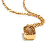 Rectangular Golden Brown Crystal Pendant Necklace